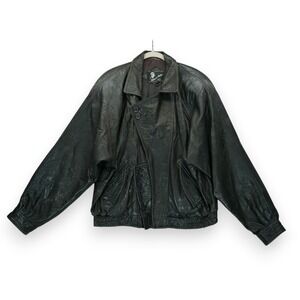 VINTAGE 80's Vottorio Multa Italy Leather jacket Made in Korea ~ Black ~ Men's